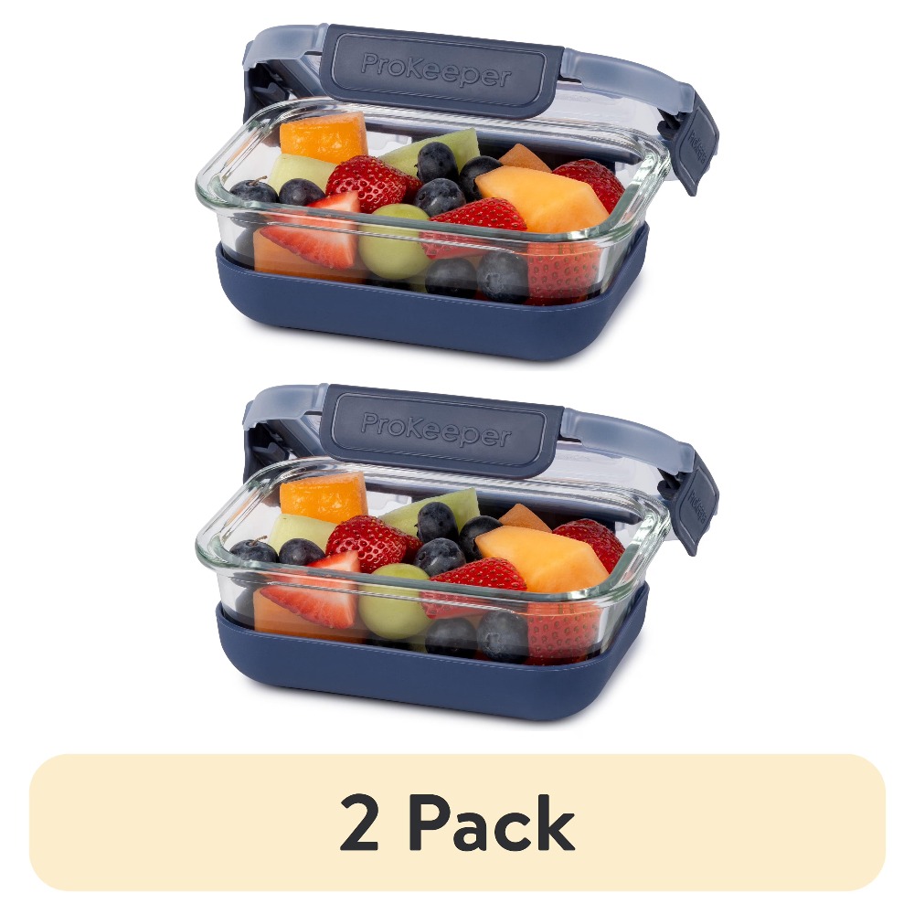 Glass Meal Prep Container - 2 Pack 1.6 Cup Glass Food
