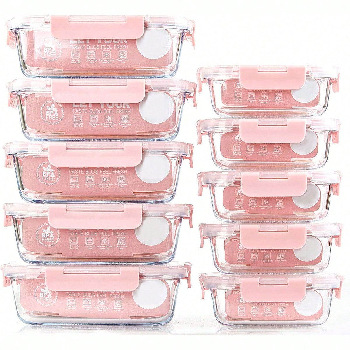 Food Storage Freezer Containers - 10 Pack Glass Meal Prep Containers,