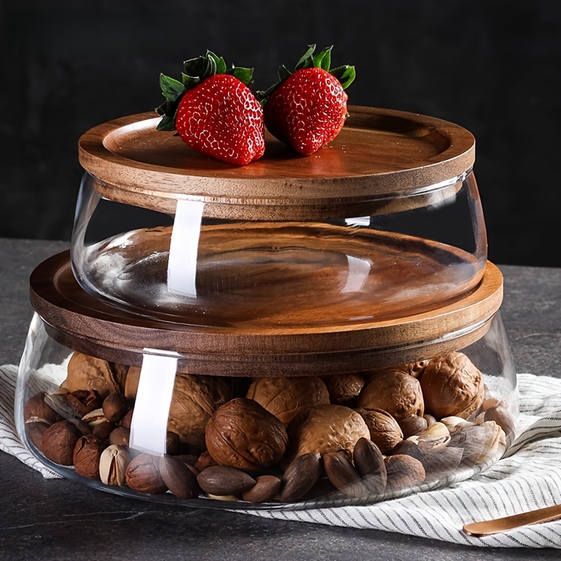Glass Meal Prep Container - Glass Canisters with Wooden Lids –Multi-Purpose
