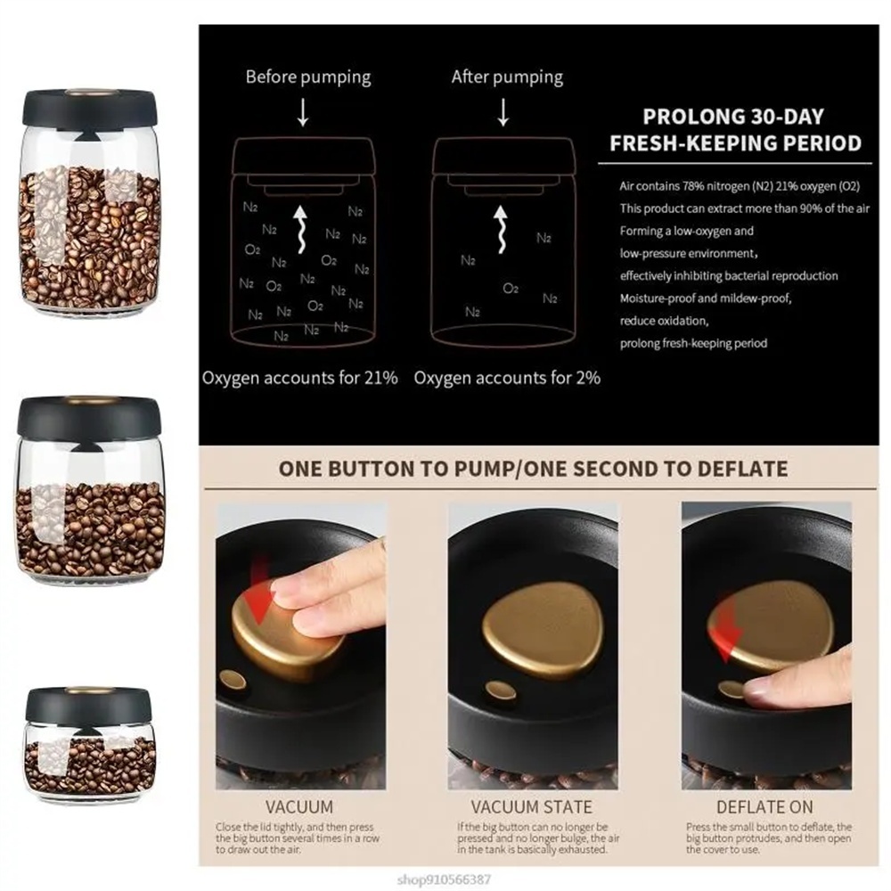 1pack Coffee Bean Storage Cont - Glass Meal Prep Container ulasan dan harga