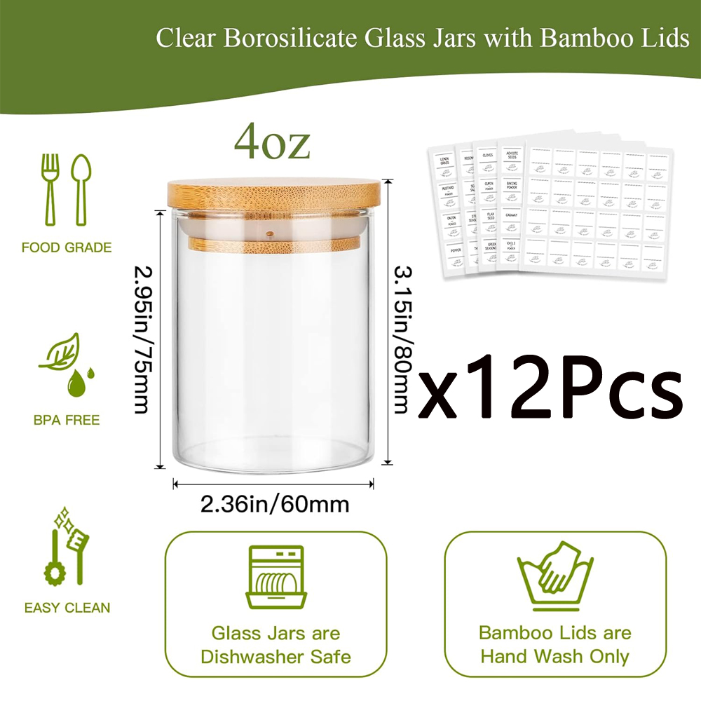 4oz Glass Spice Jars with Bamb - Glass Meal Prep Container ulasan dan harga