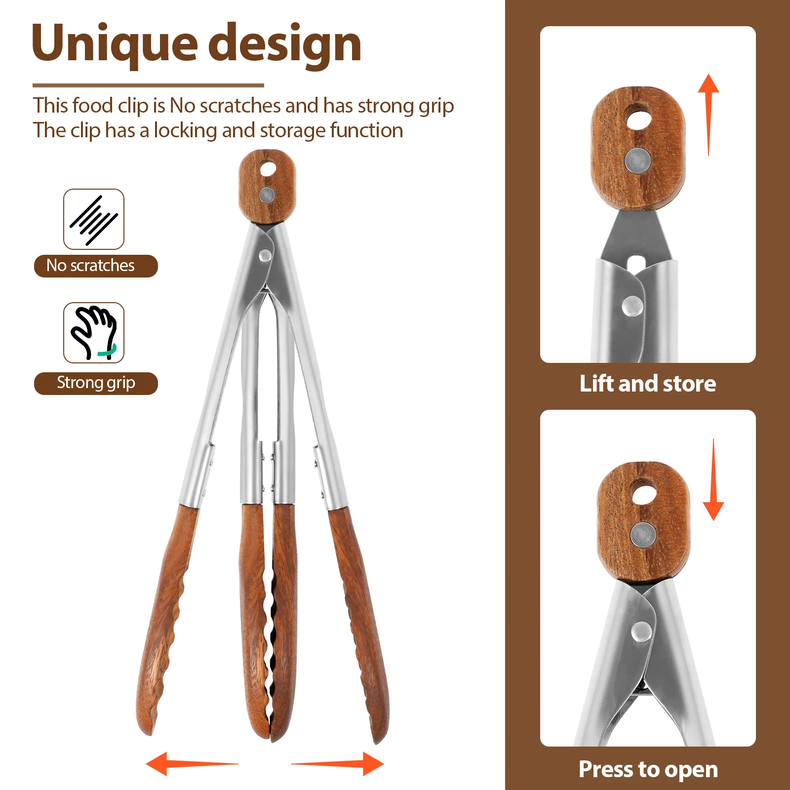 2Pcs Wood Food Tongs Rustproof - Storage Tips For Food ulasan dan harga